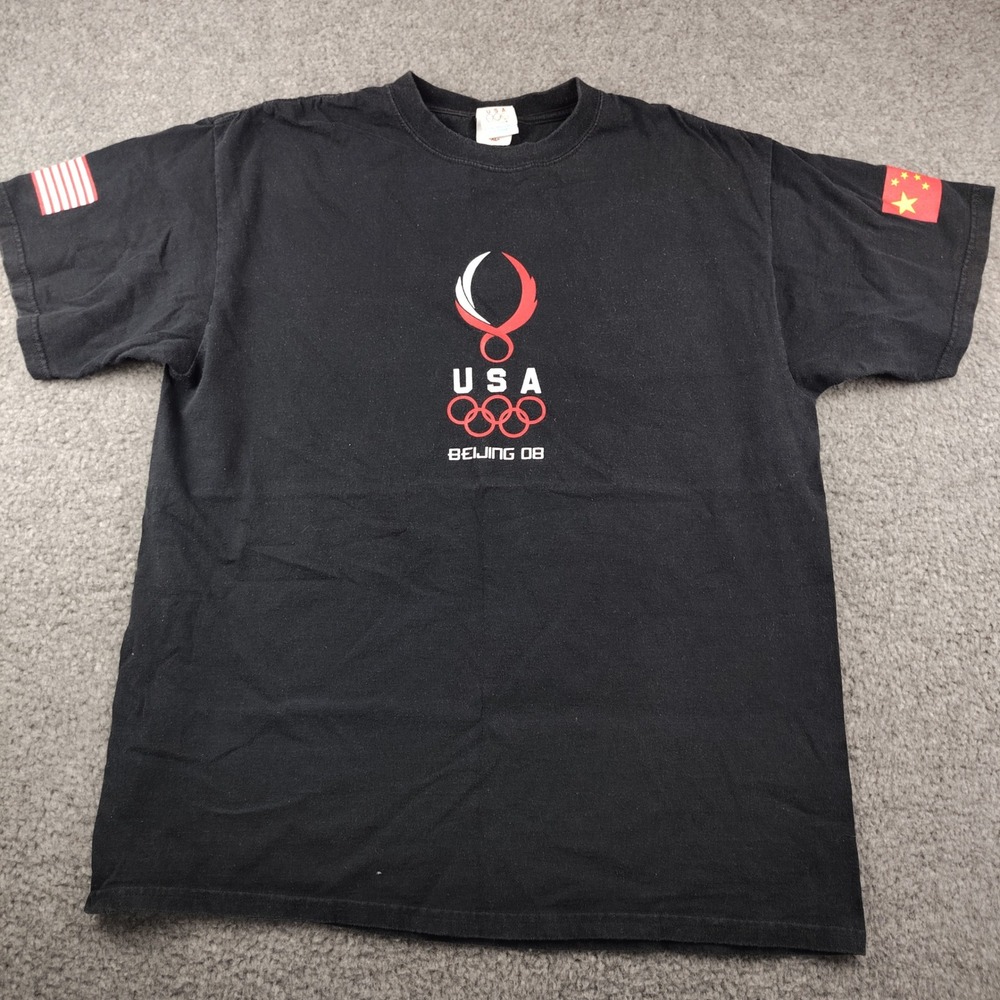 VTG USA T-Shirt Mens XL Beijing 08 Olympics Black Graphic XP Apparel